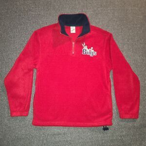 Vintage 1998 Bugs Bunny Fleece Pullover Warner Bros‎ Red Sweatshirt Size XS